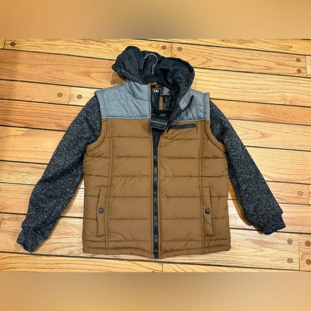 Distortion Boys 14/16 Brown and Gray Jacket Coat new w tags